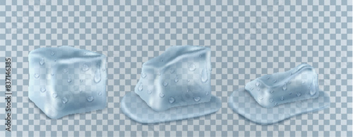transparent ice cubes in blue colors. vector illustration