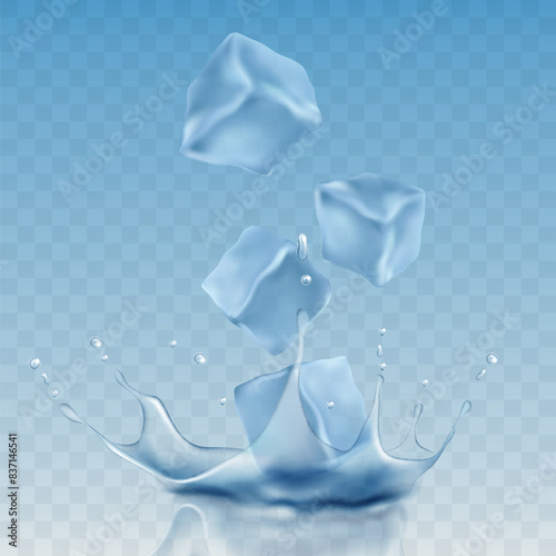 ice cubes in blue colors. vector illustration