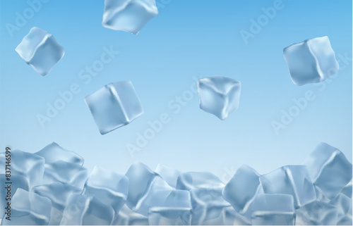  ice cubes in blue colors. vector illustration