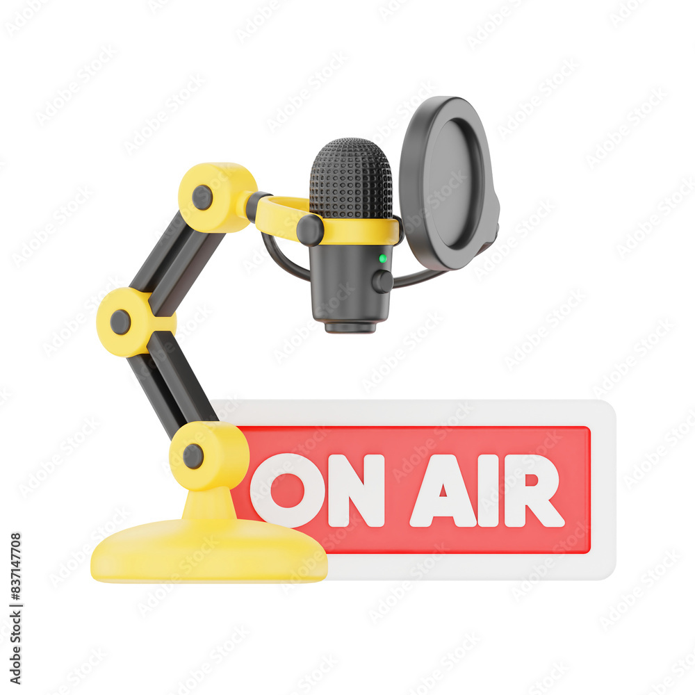 Mic On Air 3D Podcast Illustration for uiux, web, app, infographic, etc Mic On Air 3D Podcast Illustration for uiux, web, app, infographic, etc