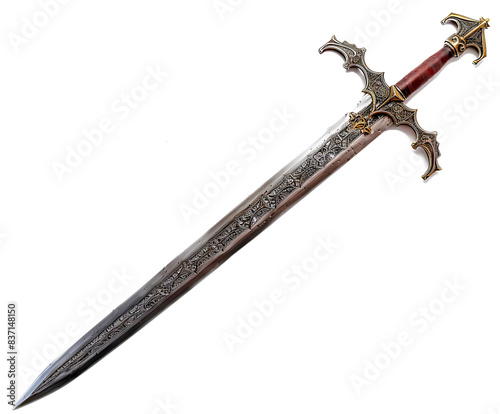 Ornate Medieval Sword with Intricate Detailing and Decorative Hilt, Perfect for Historical Reenactments, Collectors, and Fantasy Enthusiasts