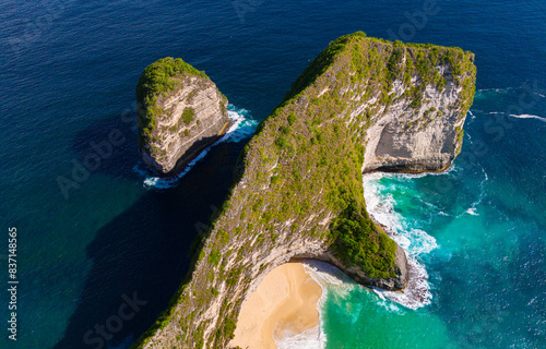 Airview of Kelingking Beach on Nusa Penida Island, Indonesia
