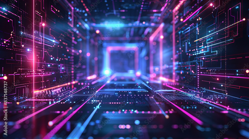 Abstract digital frame for a blockchain-based game, with a futuristic design and neon accents Abstract digital frame for a blockchain-based game, with a futuristic design and neon accents