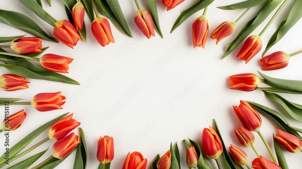Elegant tulip frame on a white background. Elegant tulip frame on a white background.