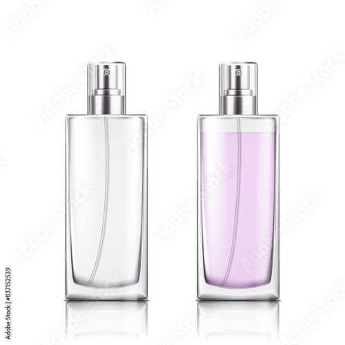 Perfume glass bottle on white background isolated vector illustration