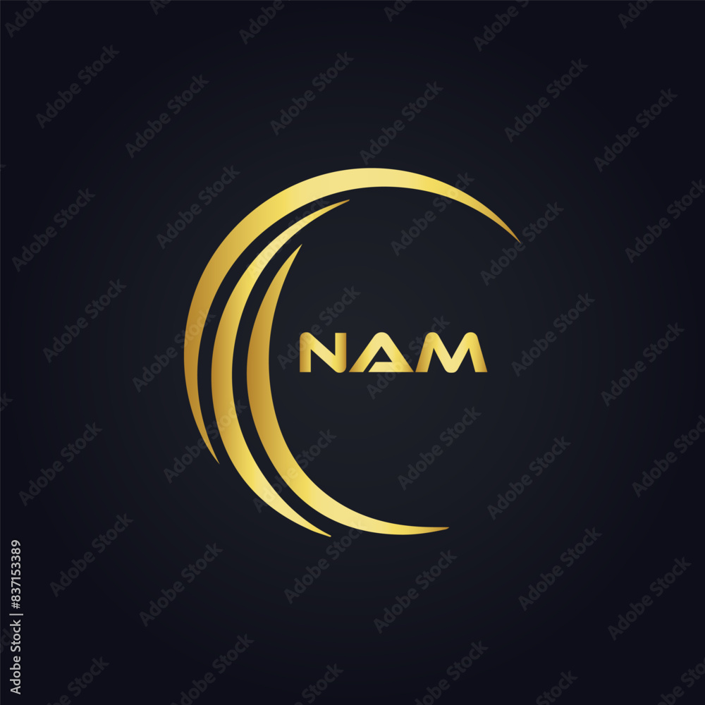 Obraz premium NAM logo. N A M design. White NAM letter. NAM, N A M letter logo design. N A M letter logo design in FIVE, FOUR, THREE, style. letter logo set in one artboard. N A M letter logo vector design. 