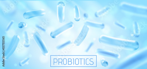 Probiotics Bacteria Vector illustration. Biology, Science background. Microscopic bacteria closeup.
