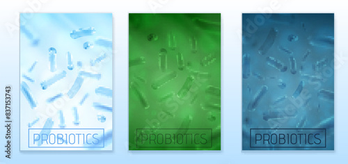 Probiotics Bacteria Vector illustration. Biology, Science background. Microscopic bacteria closeup.