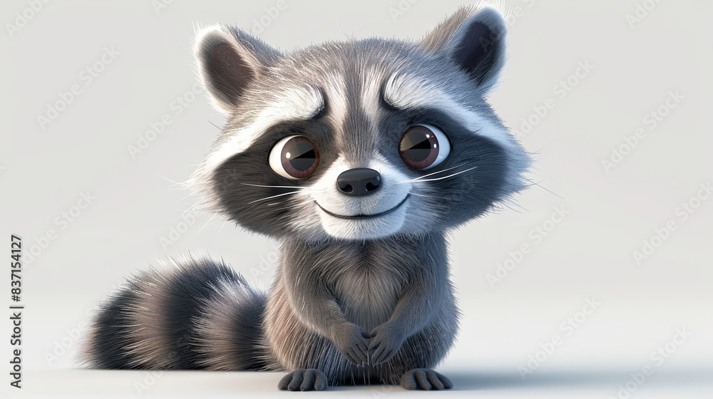 Cartoon character raccoon, light background Cartoon character raccoon, light background
