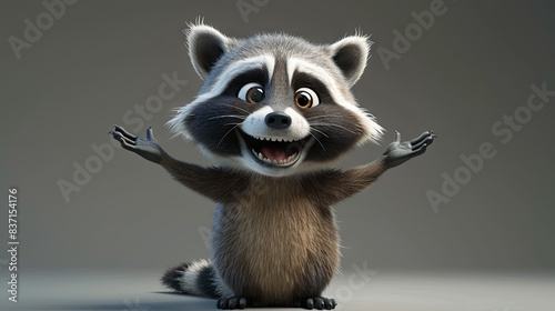 Cartoon character raccoon  black background