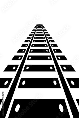 Black silhouette of a railroad on a white background