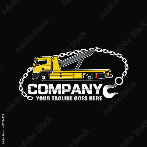 TOWING CAR TOWING TRUCK COMPANY SERVICES LOGO VECTOR