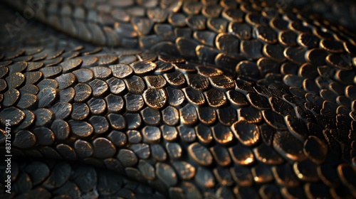 texture of snake skin, with intricate patterns and scales in a dark setting