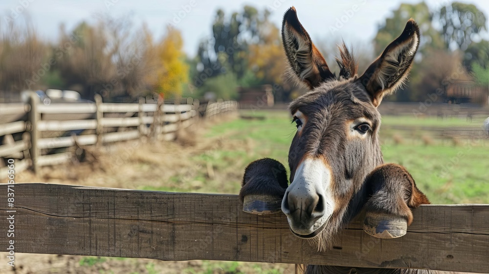 curious farm animal donkey leaning over wooden fence gazing beyond with inquisitive look animal photography curious farm animal donkey leaning over wooden fence gazing beyond with inquisitive look animal photography