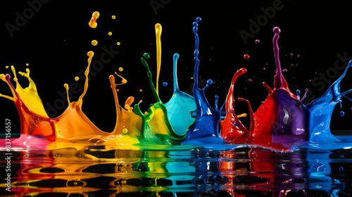 Vibrant Palette Expressive Paint Splashes Evoking Artistic Creativity