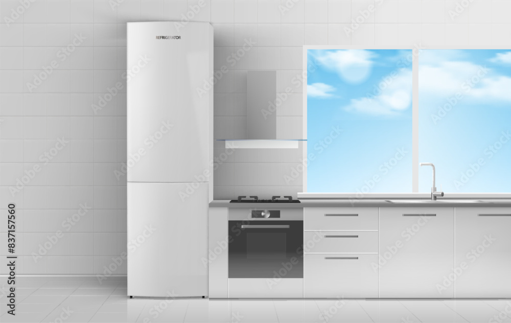 Refrigerator in the room. Vector illustration Refrigerator in the room. Vector illustration