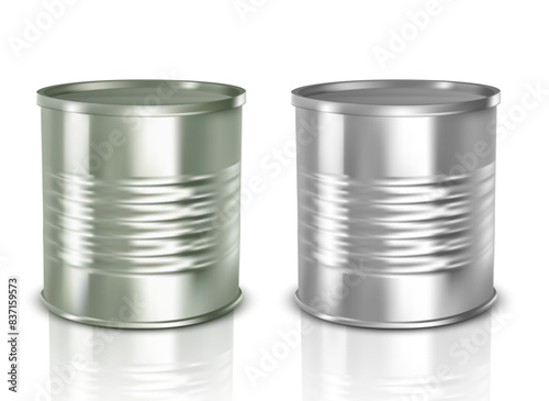 Metallic Tin Cans. Vector illustration