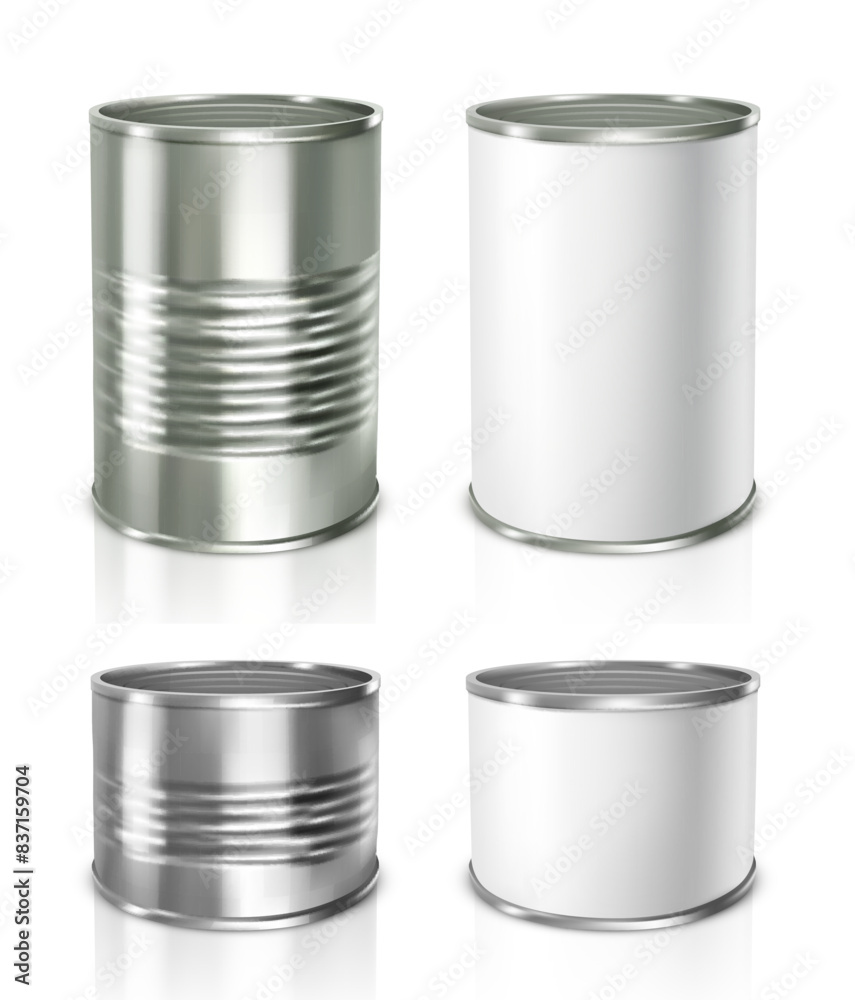 Metallic Tin Cans. Vector illustration Metallic Tin Cans. Vector illustration