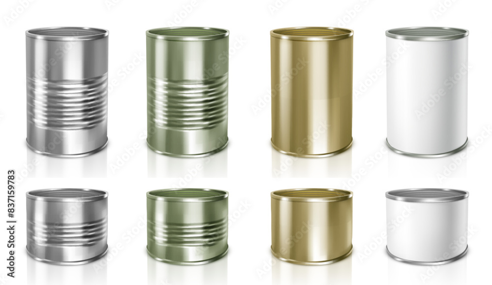 Metallic Tin Cans. Vector illustration Metallic Tin Cans. Vector illustration
