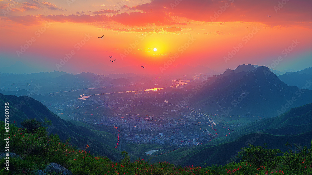 sunset in the mountains sunset in the mountains