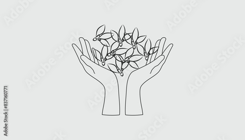 Vector hand drawn line art illustration.