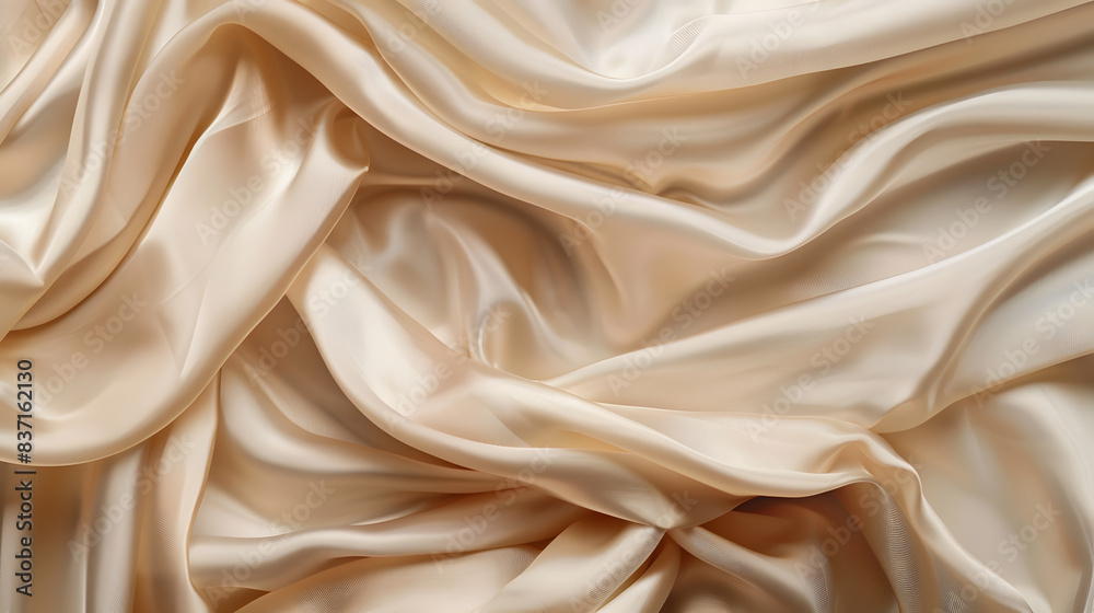 Fototapeta premium Beige silk close-up