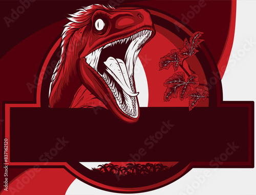 vector illustration of velociraptor head logo on white background
