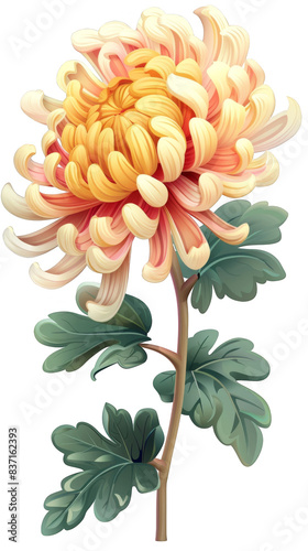 3D close-up cartoon depiction of a chrysanthemum isolated on transparent background cutout png