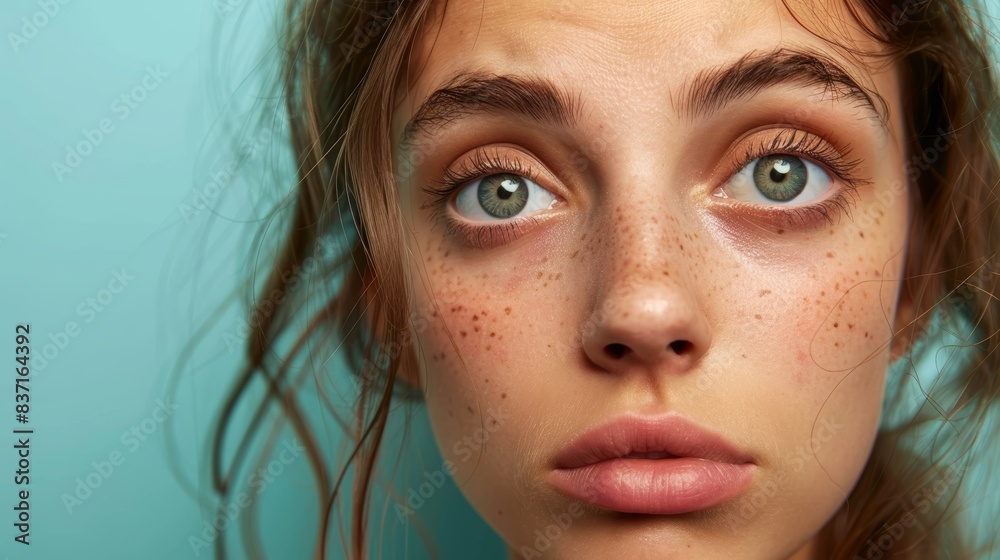 Fatigued Young Woman with Dark Circles Under Her Eyes, Perfect for Health and Wellness Concepts Generative AI Fatigued Young Woman with Dark Circles Under Her Eyes, Perfect for Health and Wellness Concepts Generative AI