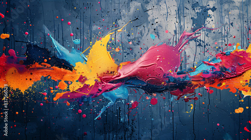 Graffiti-style brushstrokes and splatters forming a striking banner for an equal rights event photo