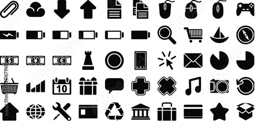 a set of business icons in black style