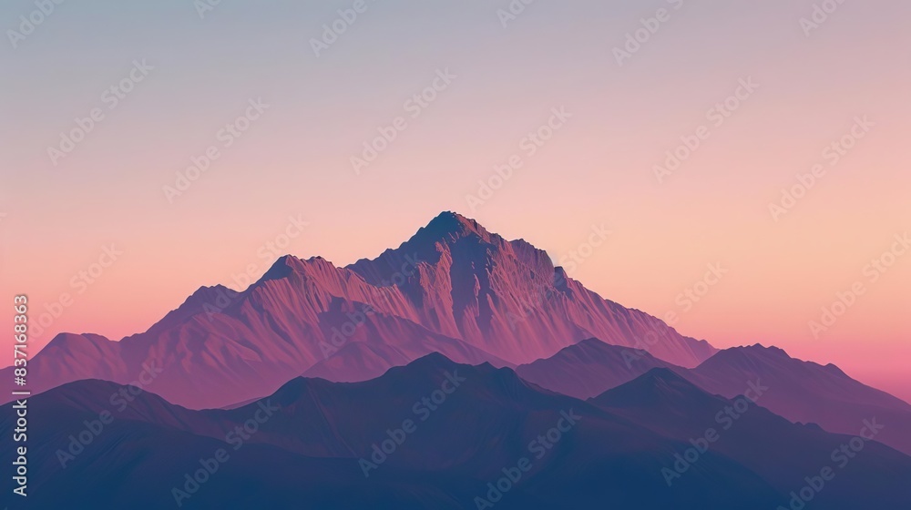 minimalist mountain peak against gradient sky serene landscape art