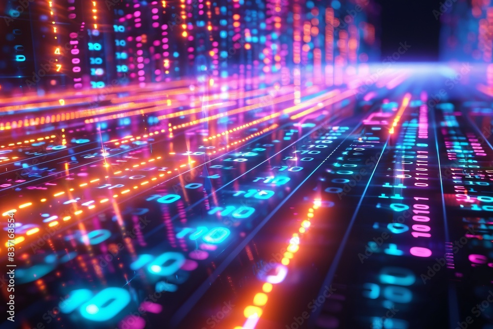 Digital Binary Technology Background created with Generative AI