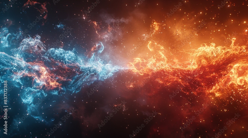 Fototapeta premium Blue and red fire