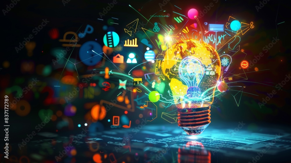 A digital renaissance blooms within the curve of a lightbulb, where ideas meet technology.