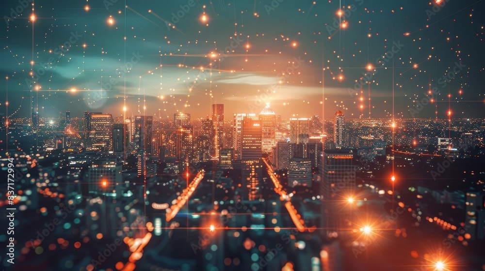 Corporate skyscrapers and tech hubs bask in the glow of a digital age. Corporate skyscrapers and tech hubs bask in the glow of a digital age.