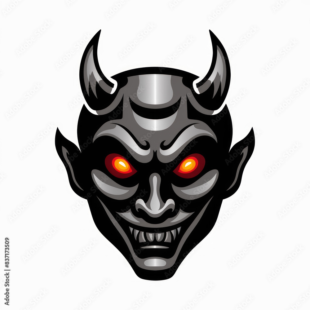 Dark and Menacing Demon Logo with Sharp Horns and Red Eyes Dark and Menacing Demon Logo with Sharp Horns and Red Eyes