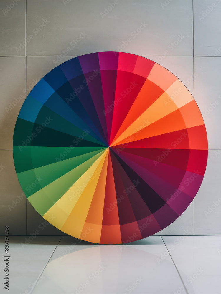 Obraz premium Vibrant Color Wheel Art Installation in a Modern Space, cmyk