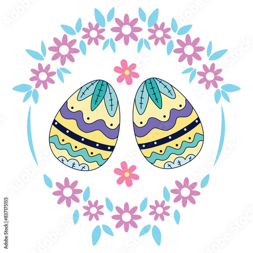 easter eggs with flowers