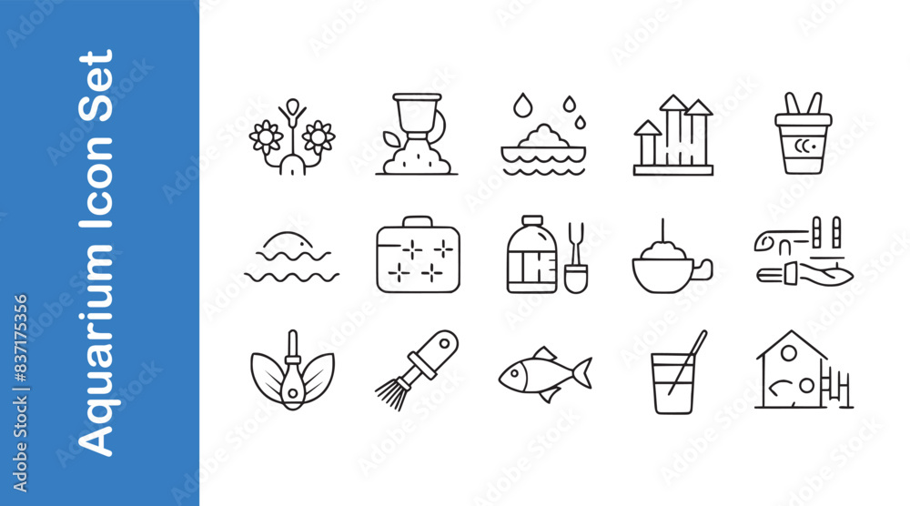 Clean your aquarium day icon set. Clean your aquarium day icon set.
