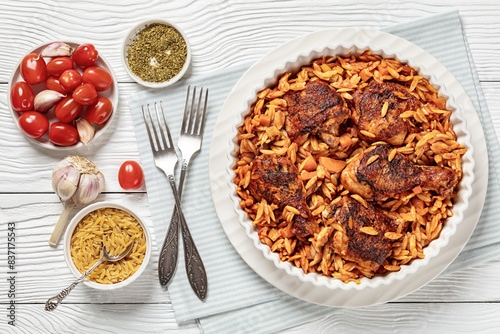 baked greek chicken orzo stew in tomato sauce