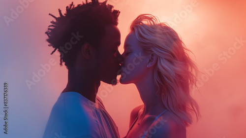 A couple kissing
