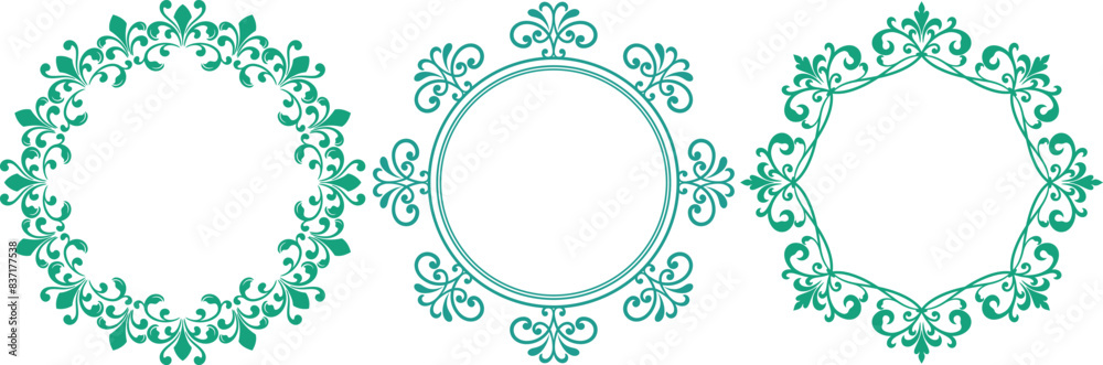 set of decorative cirlce frame vector illustration