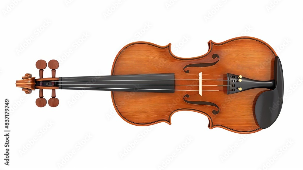 Fototapeta premium vintage violin on white background wooden stringed instrument classical music art illustration