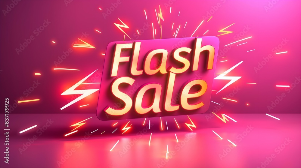 Flash Sale Banner with Neon Lights