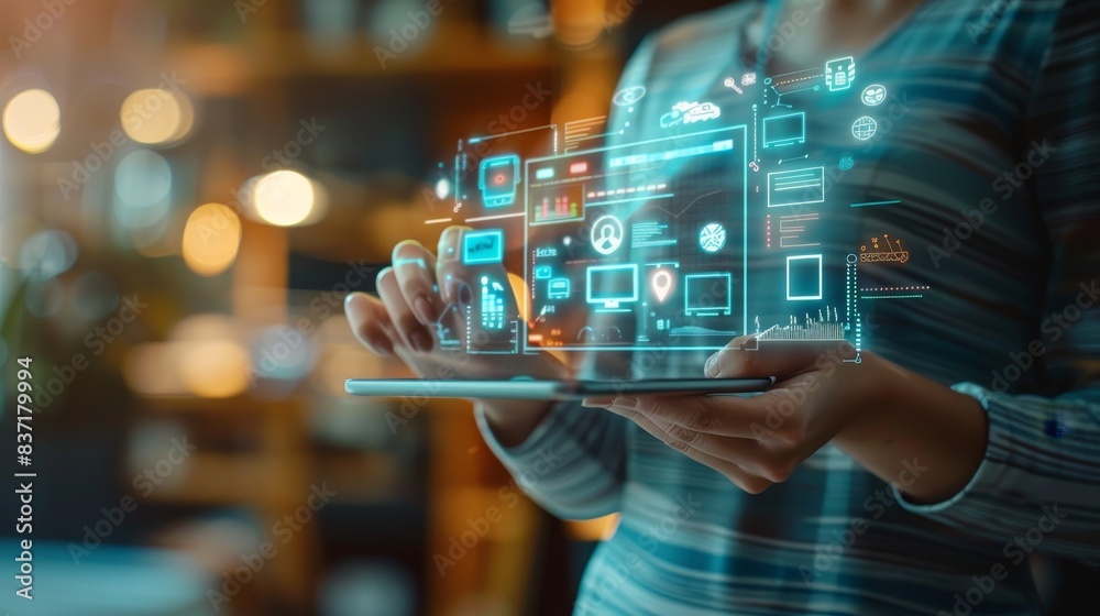 The digital age at one's fingertips, with every tap animating a new layer of cyber interaction. The digital age at one's fingertips, with every tap animating a new layer of cyber interaction.