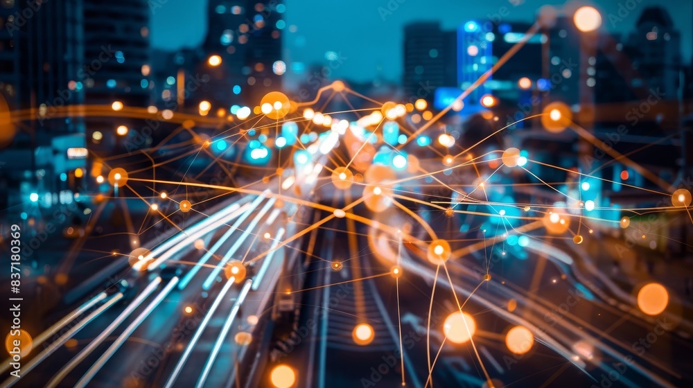 Technology blankets the city, a web of light that connects us all in a modern landscape. Technology blankets the city, a web of light that connects us all in a modern landscape.