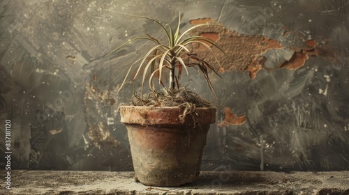 withering potted plant a poignant symbol of melancholy and decay fading beauty fragility of life conceptual photography