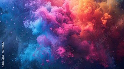 Fantasy-like clouds of colorful smoke create a vivid and dreamy atmosphere, perfect for adding a touch of whimsy and imagination to any design.