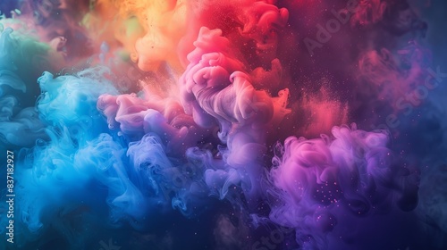 Soft gradient of colorful hues merging into a dreamy and abstract smoky texture, providing a visually engaging and ethereal background for creative designs.